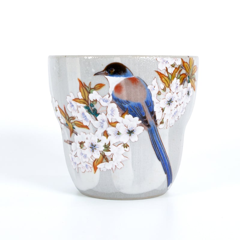 九谷焼｜山桜に鳥文 焼酎カップ Yamazakura Bird Shochu Cup | Cr