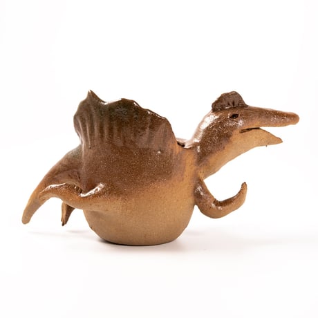 【恐竜図鑑 No.01】スピノサウルスの花入れ（Spinosaurus Dinosaur Ceramic Vase）｜陶芸家 はらかおり
