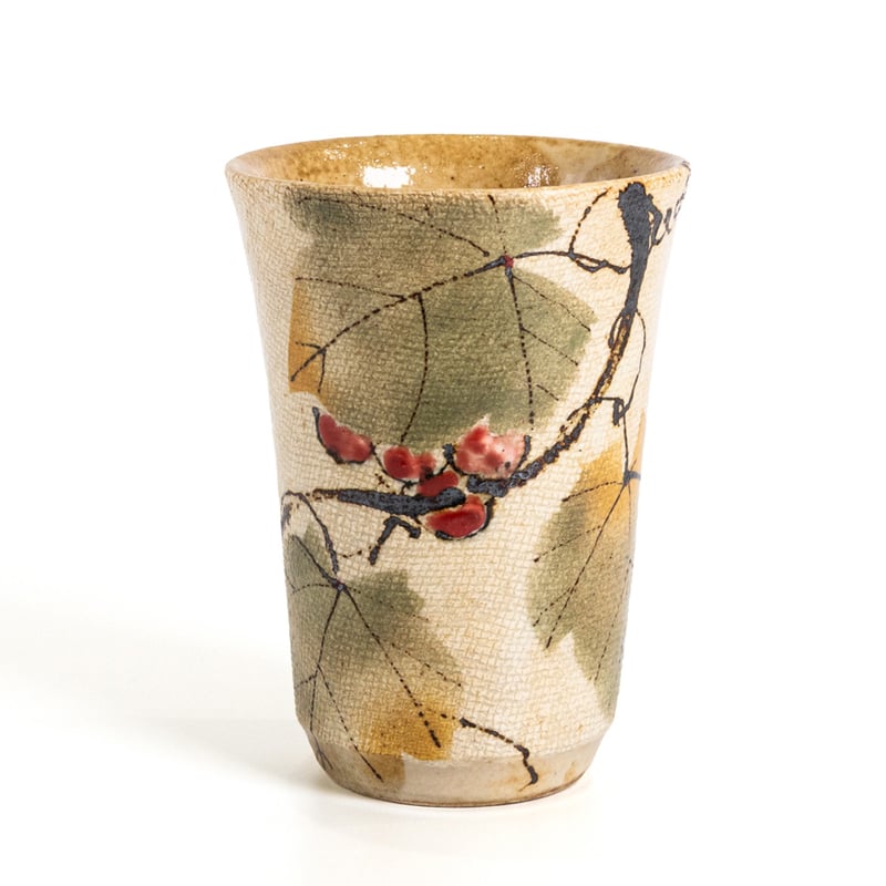 浜渡富雄｜葡萄文 ビールコップ（彩泥紙抜き）Grape Beer Cup | Craft