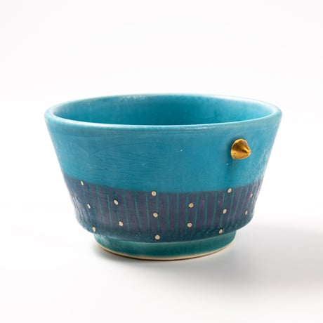 【笠間焼】色彩碧釉金彩 デザートカップ｜飯沼耕市 / Kasama Ware Blue Dessert Cup