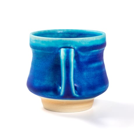 安曇野｜トルコ青マグカップ【くびれ型】｜グラデーション｜本間友幸 / Azumino Turquoise Blue Waisted Mug