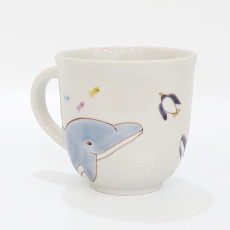 九谷焼 色絵遊｜海の仲間たち マグカップ｜Sea Friends Mug