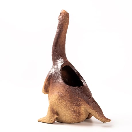 【恐竜図鑑 No.02】テリジノサウルスの花入れ（Therizinosaurus Dinosaur Ceramic Vase）｜陶芸家 はらかおり