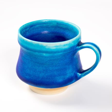 安曇野｜トルコ青マグカップ【くびれ型】｜グラデーション｜本間友幸 / Azumino Turquoise Blue Waisted Mug