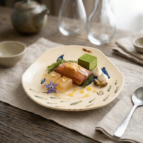 笠間焼 陶工房＜雲＞ ジンベイザメ ケーキ皿 / Cloud Whale Shark Plate