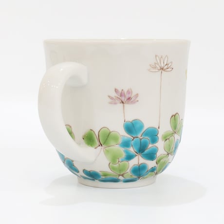 九谷焼 色絵遊｜アルパカとクローバー マグカップ｜Alpaca & Clover Mug