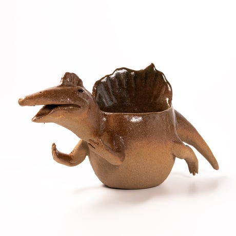 【恐竜図鑑 No.01】スピノサウルスの花入れ（Spinosaurus Dinosaur Ceramic Vase）｜陶芸家 はらかおり