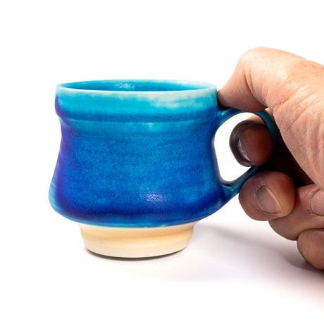 安曇野｜トルコ青マグカップ【くびれ型】｜グラデーション｜本間友幸 / Azumino Turquoise Blue Waisted Mug