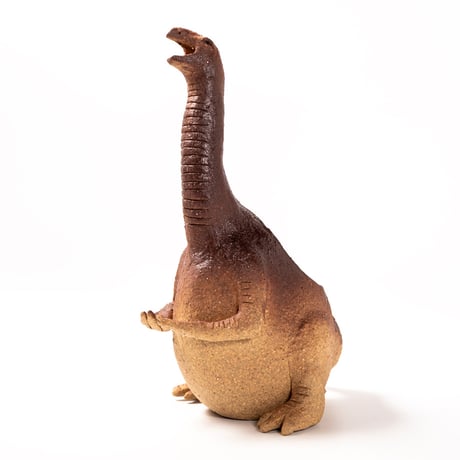 【恐竜図鑑 No.02】テリジノサウルスの花入れ（Therizinosaurus Dinosaur Ceramic Vase）｜陶芸家 はらかおり