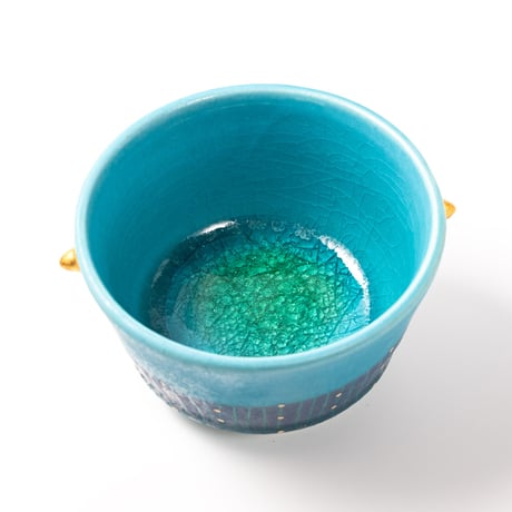 【笠間焼】色彩碧釉金彩 デザートカップ｜飯沼耕市 / Kasama Ware Blue Dessert Cup
