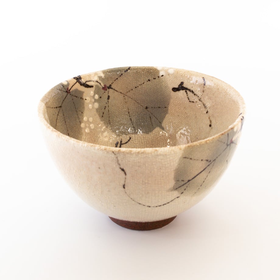 浜渡富雄｜山の葉文 飯碗（彩泥紙抜き）Leaf Rice Bowl | Craft OGAWA