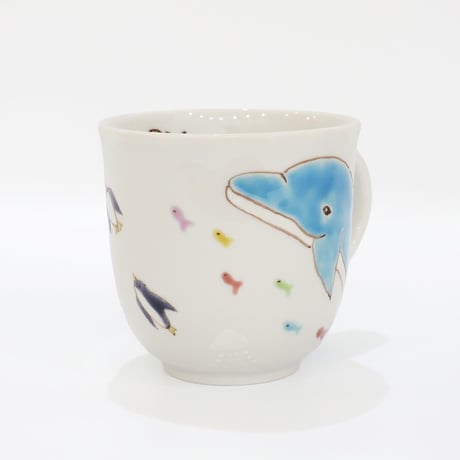 九谷焼 色絵遊｜海の仲間たち マグカップ｜Sea Friends Mug