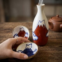 波佐見焼 富士山文 酒器セット（徳利×1・盃×2） / Hasami Fuji Sake Set｜翔芳窯