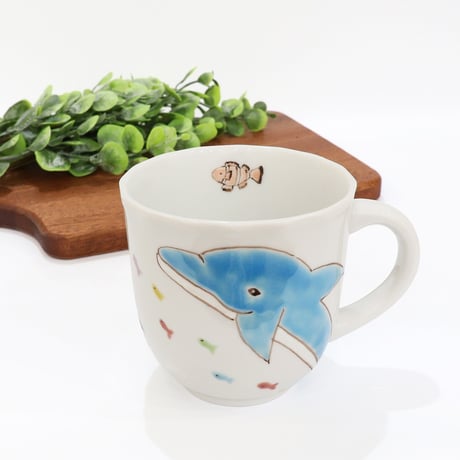 九谷焼 色絵遊｜海の仲間たち & アルパカとクローバー ペアマグカップ｜Sea & Meadow Pair Mug