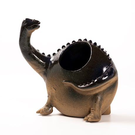 【恐竜図鑑 No.03】ディプロドクスの花入れ（Diplodocus Dinosaur Ceramic Vase）｜陶芸家 はらかおり