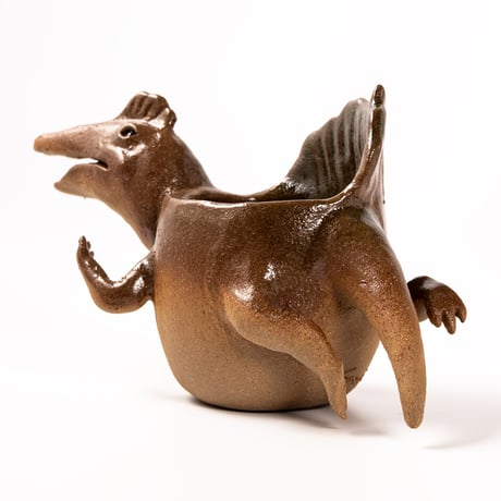 【恐竜図鑑 No.01】スピノサウルスの花入れ（Spinosaurus Dinosaur Ceramic Vase）｜陶芸家 はらかおり