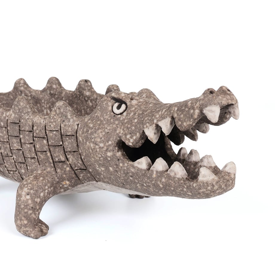 泰木窯｜ワニの植木鉢（炭化焼成）Crocodile Planter | Craft OGAWA