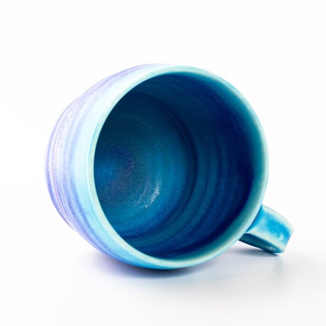 安曇野｜トルコ青マグカップ【樽型】｜グラデーション｜本間友幸 / Azumino Turquoise Blue Barrel Mug