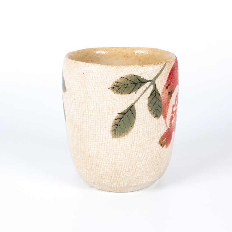 浜渡富雄｜ザクロ文 湯呑（彩泥紙抜き）Pomegranate Tea Cup | Craft OGAWA