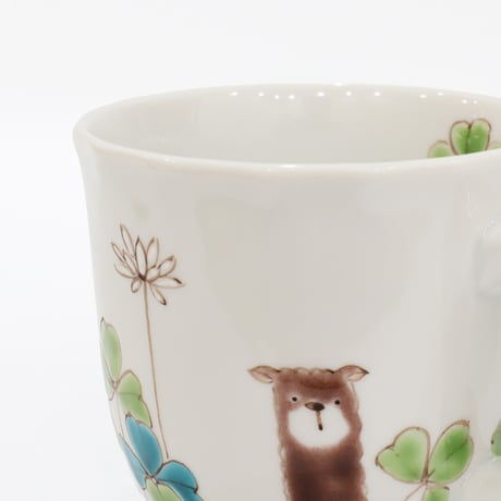 九谷焼 色絵遊｜海の仲間たち & アルパカとクローバー ペアマグカップ｜Sea & Meadow Pair Mug