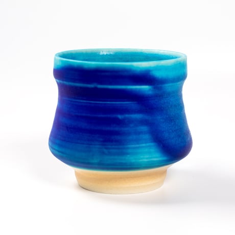 安曇野｜トルコ青マグカップ【くびれ型】｜グラデーション｜本間友幸 / Azumino Turquoise Blue Waisted Mug