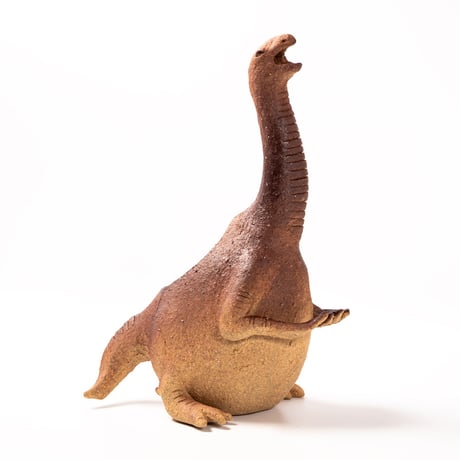 【恐竜図鑑 No.02】テリジノサウルスの花入れ（Therizinosaurus Dinosaur Ceramic Vase）｜陶芸家 はらかおり