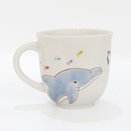 九谷焼 色絵遊｜海の仲間たち マグカップ｜Sea Friends Mug