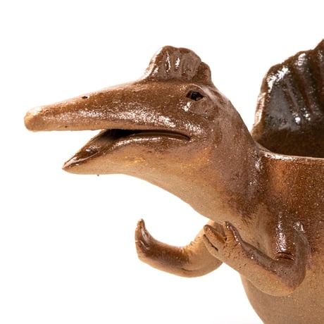 【恐竜図鑑 No.01】スピノサウルスの花入れ（Spinosaurus Dinosaur Ceramic Vase）｜陶芸家 はらかおり