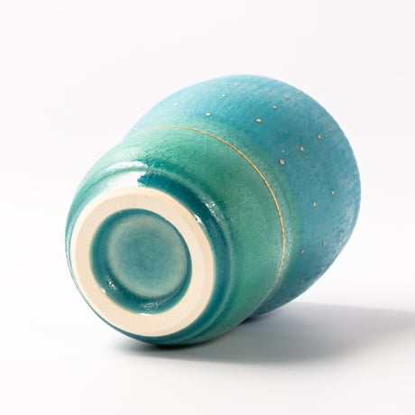 笠間焼｜ブルー冷酒杯｜色彩碧釉 金彩｜飯沼耕市 / Kasama Blue Sake Cup
