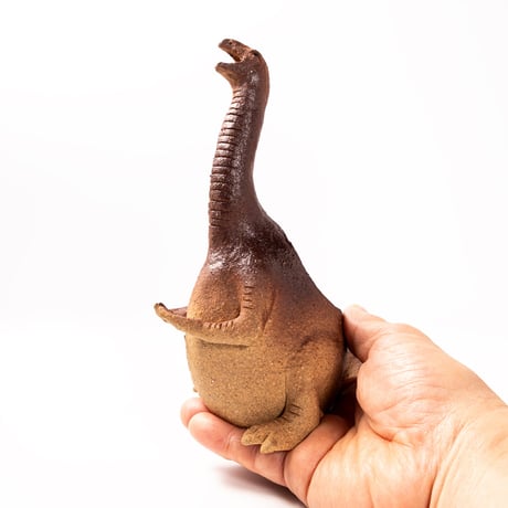 【恐竜図鑑 No.02】テリジノサウルスの花入れ（Therizinosaurus Dinosaur Ceramic Vase）｜陶芸家 はらかおり