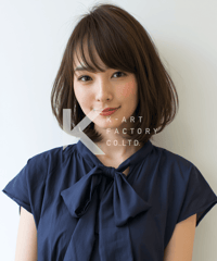 前髪あり丸みボブの清楚ナチュラルヘア