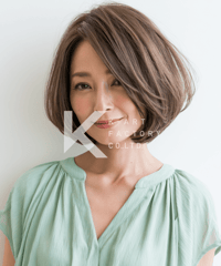 グレージュ丸みボブの洗練大人ヘア