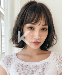 前髪あり黒髪ボブの透明感ナチュラルヘア