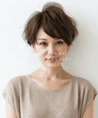 丸みシルエットの華やかショートボブヘア