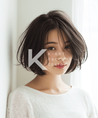 暗髪前下がりボブのクールフェイスヘア
