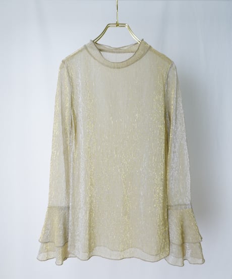Glitter Sheer Flare Sleeve Top