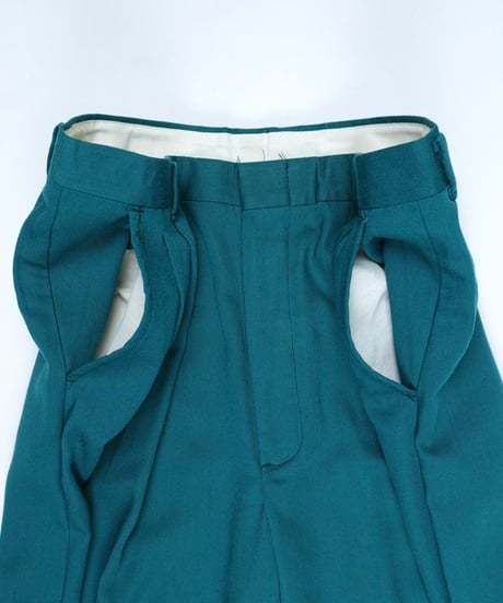 80's Green Wide Two-pleat Slacks