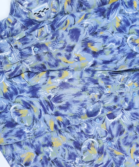 90s Oil Painted Abstract Rayon Shirt / size L