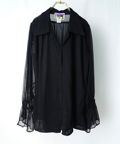 Chiffon Puff-Sleeve Ruffle Shirt