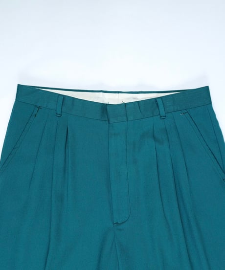 80's Green Wide Two-pleat Slacks