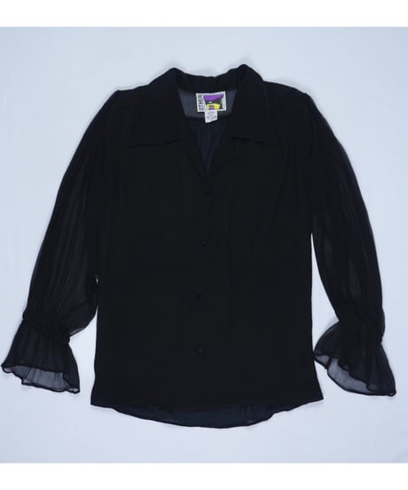 Chiffon Puff-Sleeve Ruffle Shirt