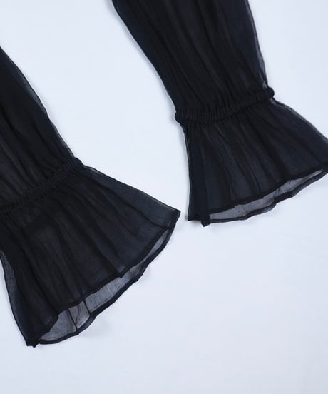 Chiffon Puff-Sleeve Ruffle Shirt