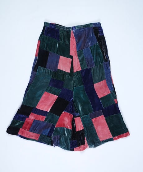 Velvet Patchwork Flare Skirt