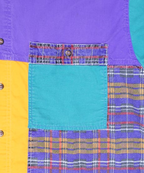 90s Crazy Pattern Color-Block Shirt