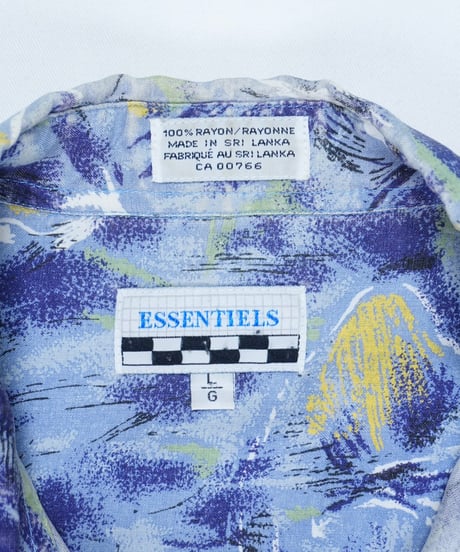 90s Oil Painted Abstract Rayon Shirt / size L