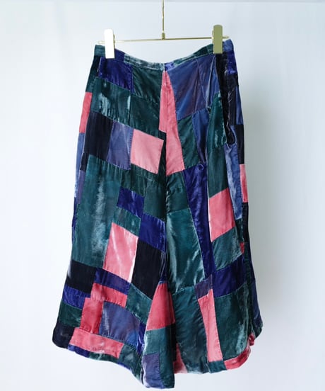 Velvet Patchwork Flare Skirt