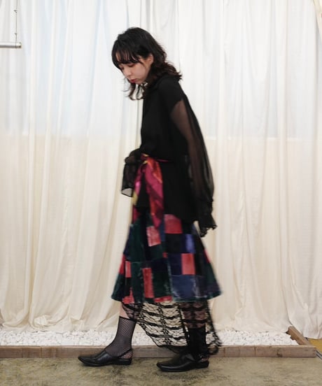 Velvet Patchwork Flare Skirt