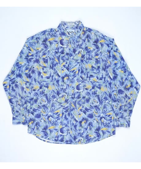 90s Oil Painted Abstract Rayon Shirt / size L