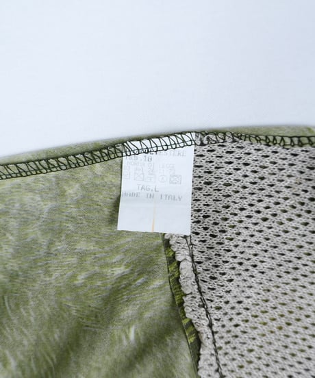 Abstract Grass Print Mesh Paneled Skirt