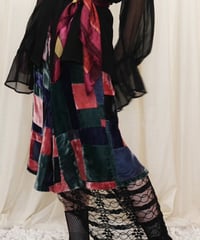 Velvet Patchwork Flare Skirt